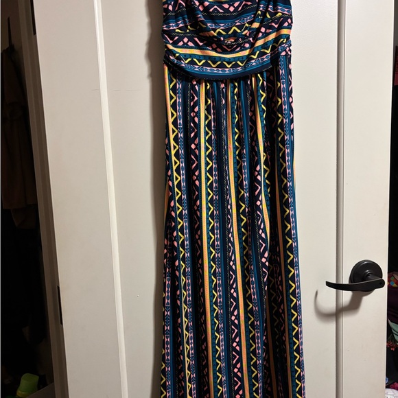 Dresses & Skirts - Women's Navy Aztec Stripe Maxi Dress - Multicolor